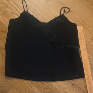 J. Crew Black Velvet Ruffle-Front Camisole
